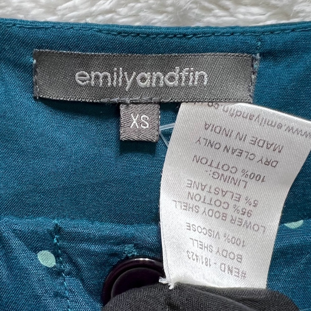 Modcloth Emily and Fin Teal Polka Dot Black Retro Cap Sleeve Sheath Dress - Picture 9 of 11